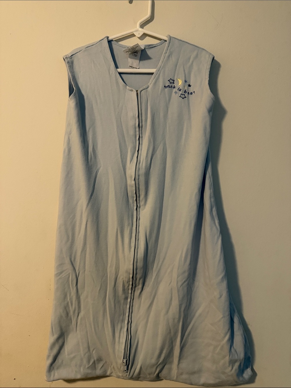 Halo Light Blue Sleeveless Zip Front Sleep Sack with Night Sky Detail